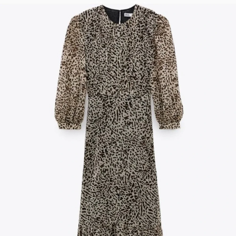 NEW Zara leopard print long sleeve maxi dress - Picture 3 of 9
